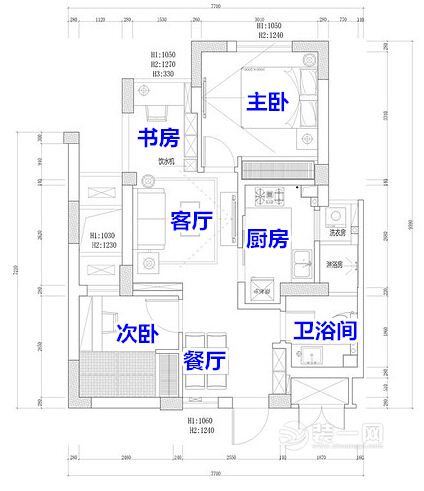 63㎡日式风格两局平面布置图